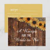 Postale Carte de recette Rustic Wood & Burlap Sunflower Br (Devant / Derrière)