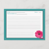 Postale Carte de recette Turquoise Gerbera rose pour la ma (Dos)