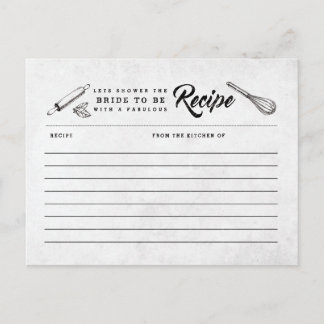 Postale Carte de recette vintage Fête des mariées noire et