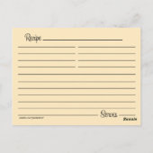 Postale Carte de recettes au fromage italien (Dos)