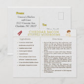Postale Carte de recettes Cheddar Bacon Stuffed Mushrooms (Devant / Derrière)
