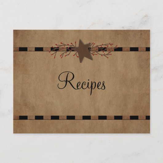 Postale Carte de recettes Country Star (Devant)