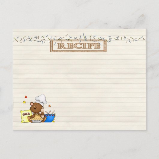Postale carte de recettes de chef en peluche (Devant)