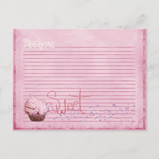 Postale carte de recettes de cupcake (Devant)