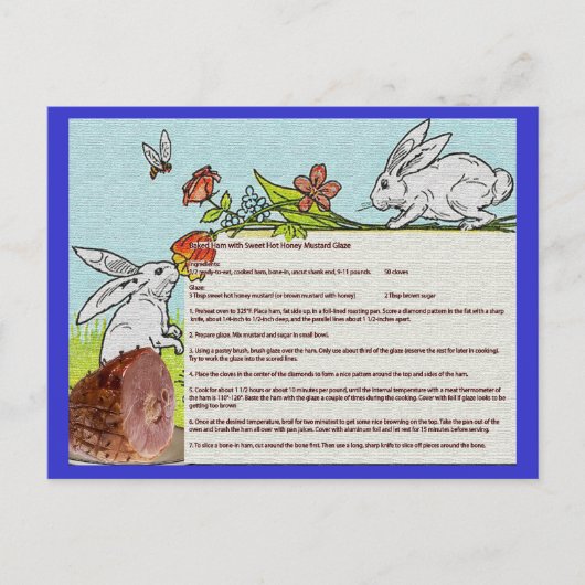 Postale Carte de recettes de jambon cuit Pâques (Devant)