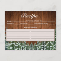 Carte de recettes de pin de campagne en bois et fo