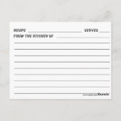 Postale Carte de recettes de repas sur roues (Dos)