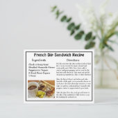 Postale Carte de recettes de sandwich à la trempe français (Debout devant)