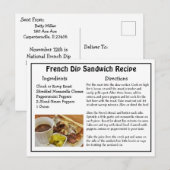 Postale Carte de recettes de sandwich à la trempe français (Devant / Derrière)