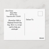 Postale Carte de recettes de sandwich à la trempe français (Dos)