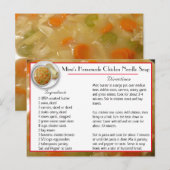 Postale Carte de recettes de soupe de nouilles de poulet d (Devant / Derrière)