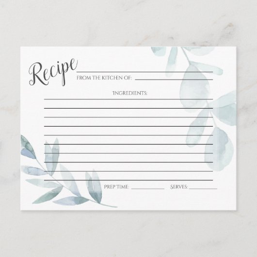 Postale CARTE DE RECETTES | Eucalyptus bleu-dusté (Devant)