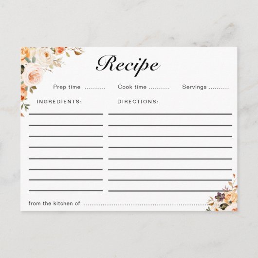 Postale Carte de recettes florales d'automne (Devant)
