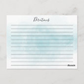 Postale Carte de recettes Inséparables d'aquarelle moderne (Dos)