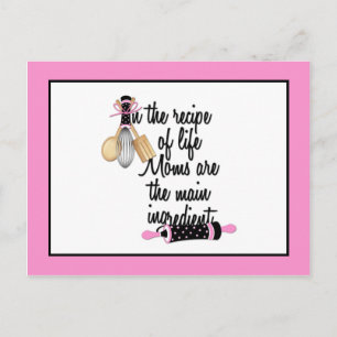 Postale Carte de recettes maman rose et noire