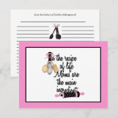 Postale Carte de recettes maman rose et noire (Devant / Derrière)