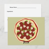 Postale Carte de recettes Pepperoni et Champignons Pizza (Devant / Derrière)