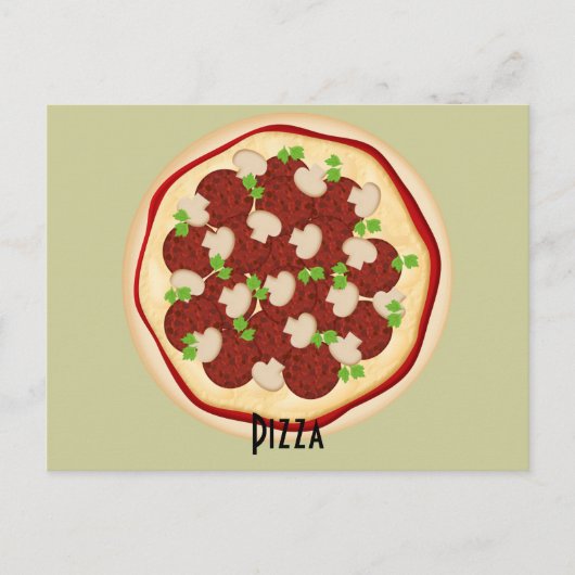 Postale Carte de recettes Pepperoni et Champignons Pizza (Devant)