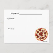 Postale Carte de recettes Pepperoni et Oignons Pizza (Dos)