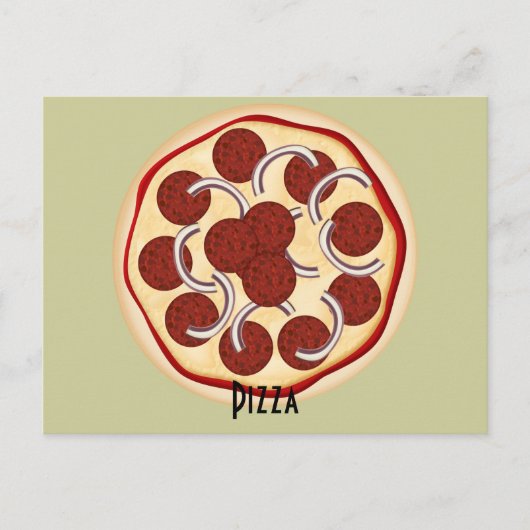 Postale Carte de recettes Pepperoni et Oignons Pizza (Devant)
