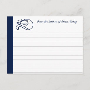 Postale Carte de recettes personnalisées Blue Happy Cat