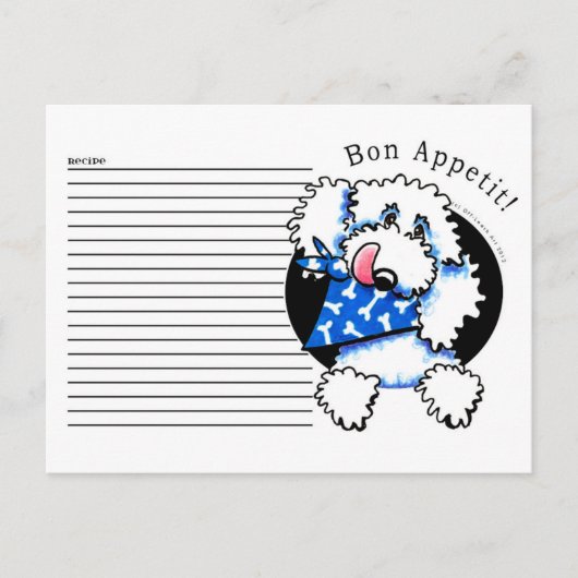 Postale Carte de recettes Poodle Bon Appetit blanc (Devant)