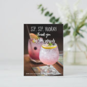 Postale Carte de recommandation de cocktail, Sip Sip Hoora (Debout devant)