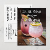 Postale Carte de recommandation de cocktail, Sip Sip Hoora (Devant / Derrière)