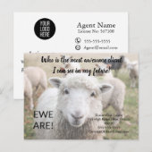 Postale Carte de recommandation immobilière Funny Sheep Ew (Devant / Derrière)