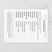 Postale Carte de référence modifiable de droit de résiliat (Dos)