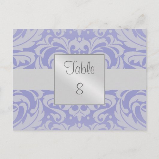 Postale Carte de réglage Damask Scroll Bleu Ruban (Devant)