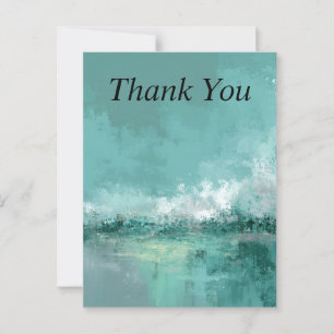 Postale Carte de remerciement aquarelle abstraite turquois