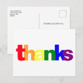 Postale Carte de remerciement arc-en-ciel de la fierté (Devant / Derrière)