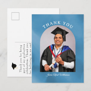 Postale Carte de remerciement avec fond bleu et arche de r