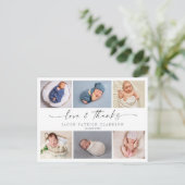 Postale Carte de remerciement bébé écriture manuscrite, am (Debout devant)