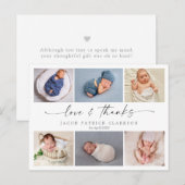 Postale Carte de remerciement bébé écriture manuscrite, am (Devant / Derrière)