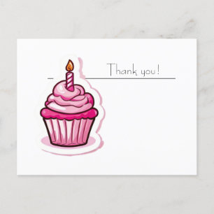 Postale Carte de remerciement Cupcake rose mignon