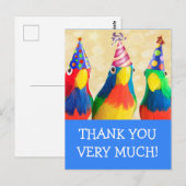 Postale Carte de remerciement d'anniversaire avec perroque (Devant / Derrière)