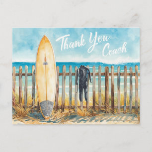 Postale Carte de remerciement de coach de surf Planche d