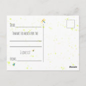 Postale Carte de remerciement de fête avec reptile sur car (Dos)