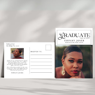 Postale Carte de remerciement de fin d'études chic avec ph