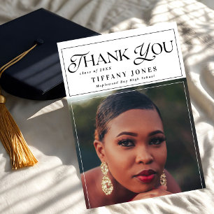 Postale Carte de remerciement de fin d'études chic avec ph