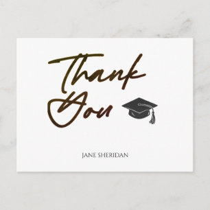 Postale Carte de remerciement de fin d'études Police noire