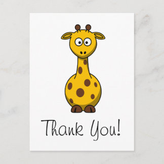 Postale Carte de remerciement de girafe de dessin animé mi