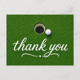 Postale Carte de remerciement de golf avec balle sur gazon