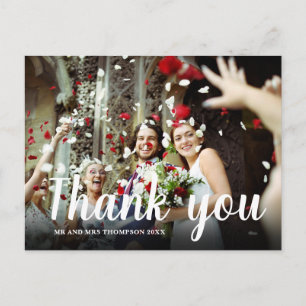 Postale Carte de remerciement de mariage 2 photos écriture