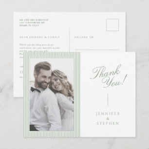 Postale Carte de remerciement de mariage à l'écriture vert
