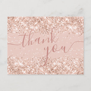 Postale Carte de remerciement de mariage à paillettes rose