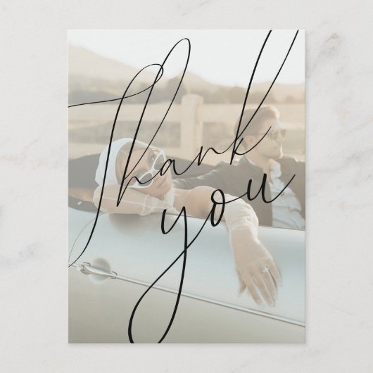 Postale Carte de Remerciement de Mariage à Script Minimali (Devant)