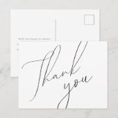 Postale Carte de Remerciement de Mariage à Script Minimali (Devant / Derrière)